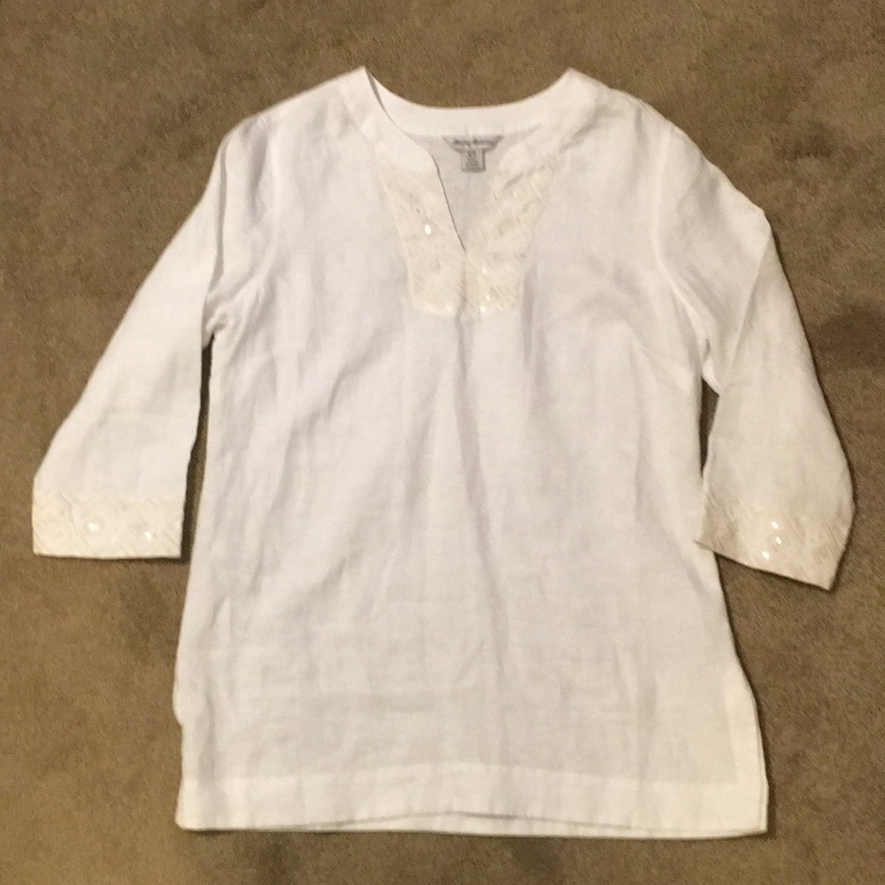 Tommy Bahamas White Linen Tunic Small - Picture 3 of 4